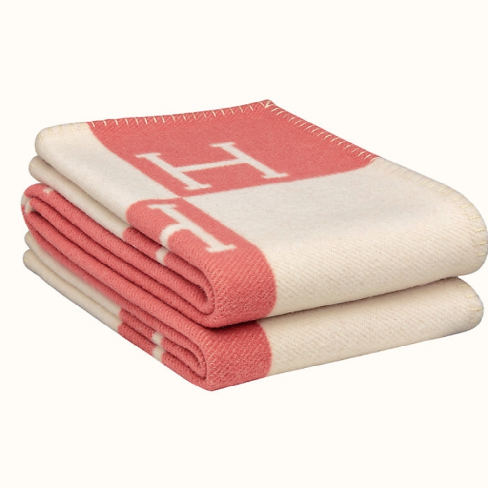 Hermes Avalon Baby Blanket Rose/White